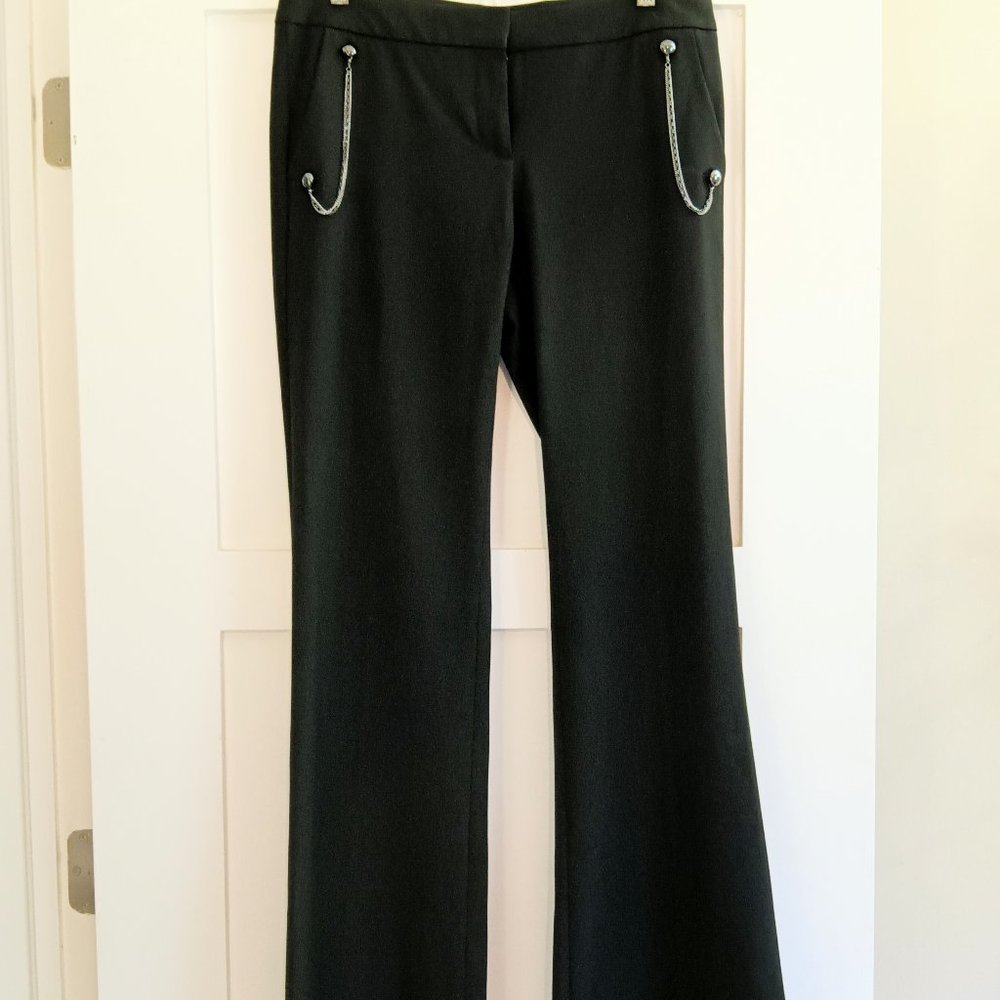 Cache Black Flare Chain Pocket Detailed Dress Slacks Sophisticated Gangster!